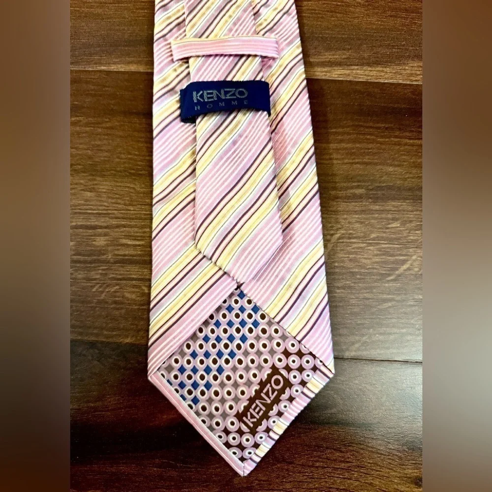 KENZO Homme  Dressy Silk Multi-color Stripes Repp Tie Made in Italy